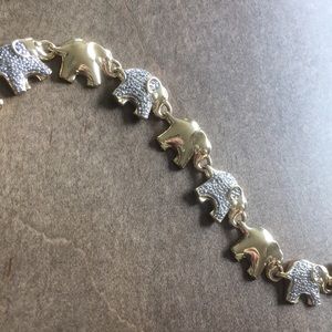 Elephant Bracelet - Diamond accent/silver plate